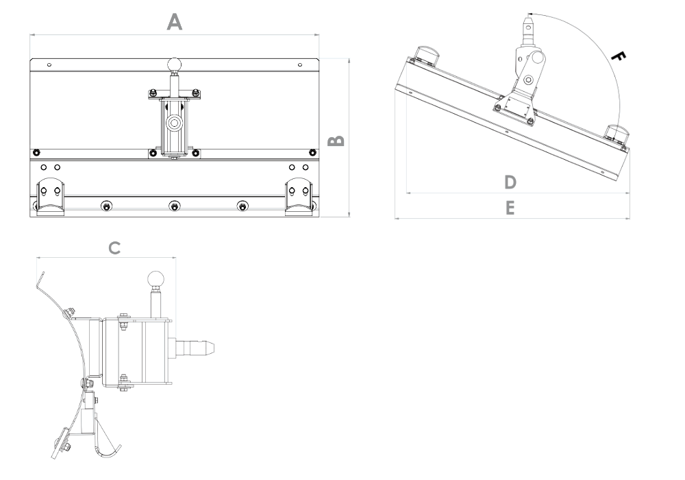 SCHN 100 FK-M-KU 70 Snow Plough Attachment Technical Drawings